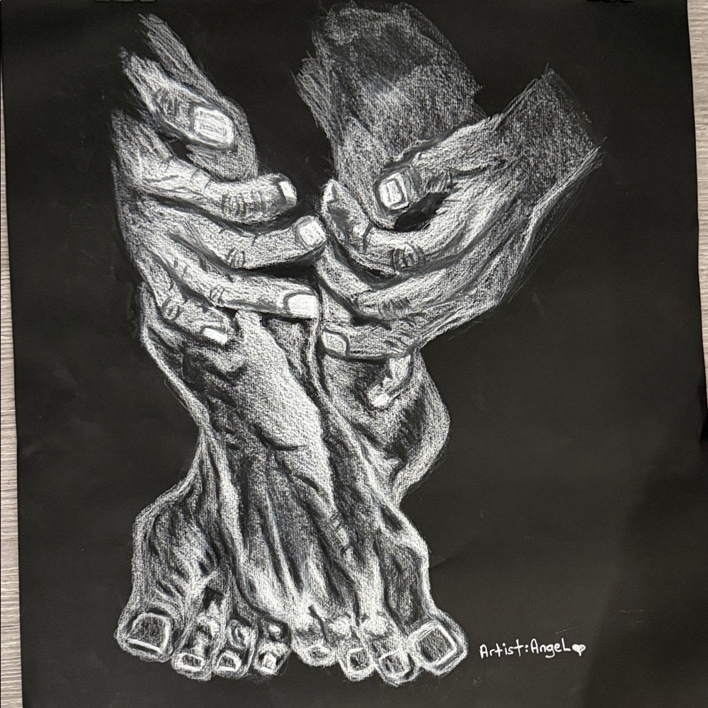 Black and White Hand and Foot Sketch